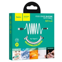 Usb Кабель-зарядка Type-C Hoco X21 Plus 3A 2м мягкий силиконовый белый