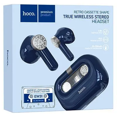  Беспроводные наушники TWS Hoco EW31 BT5.3/25mAh (250mAh)/3,5ч синии