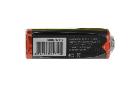  Батарейка солевая крона Smartbuy 6F22/1S (10/400) (SBBZ-9V01S)