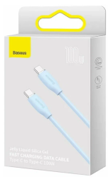 Кабель-зарядка Type-C на Type-C Baseus Jelly Liquid Silica Gel 100W 1.2м (CAGD030003) синий