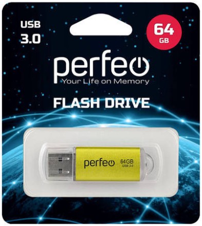  USB флеш накопитель Perfeo 64GB C14 золотистый