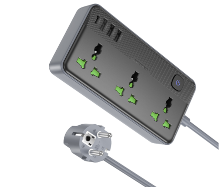  Сетевой фильтр Borofone BAC2A 3-розетки/3USB/1USB-C AC-2500W/DC-12W 1.5м черный