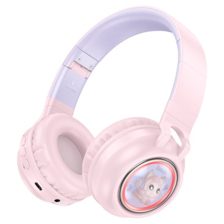  Стереонаушники Bluetooth Полноразмерные Hoco W50 розовые