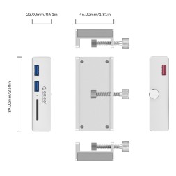 USB-хаб Orico MH2AC 2xUSB3.0/SD серебристый