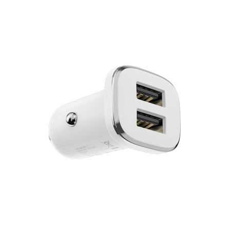  Автомобильное заряд. устр. Borofone BZ12 с шнуром Lightning 2USB 2.4A белое