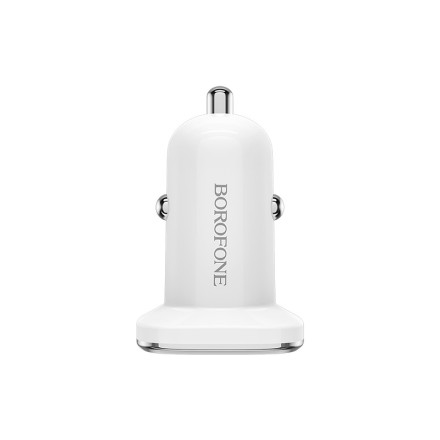  Автомобильное заряд. устр. Borofone BZ12 с шнуром Lightning 2USB 2.4A белое
