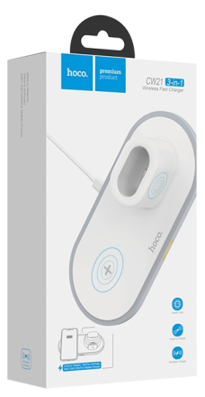  Беспроводное зарядное устройство 3in1 смартфон/Watch/AirPods Hoco CW21 10W/2W/3W белое