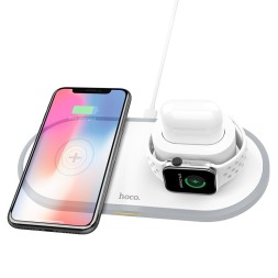 Беспроводное зарядное устройство 3in1 смартфон/Watch/AirPods Hoco CW21 10W/2W/3W белое