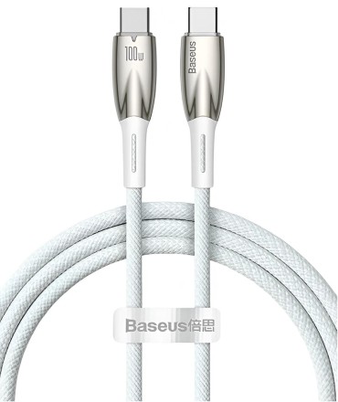  Кабель-зарядка Baseus Type-C на Type-C Glimmer Series 100W 1м CADH000702 белый