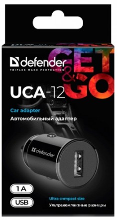  Автомобильное заряд. устр. Defender UCA-12 1A 1USB черное