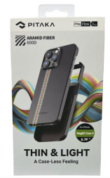 Накладка для i-Phone 15 Pro Max 6.7&quot; Pitaka Magez Case 4 Aramid Fiber 600D черный с полосой