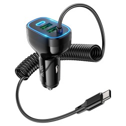 Автомобильное заряд. устр. Hoco NZ11A 2USB/1C + кабель TC 30W черное