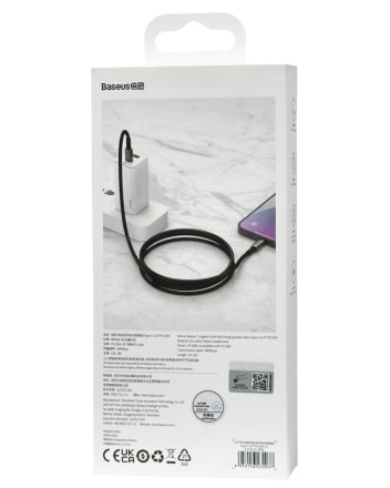  Кабель-зарядка Type-C на Lightning Baseus Tungsten Gold 20W 1м (CATLWJ-01) чёрный