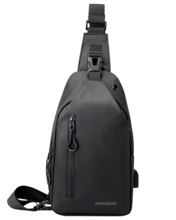  Рюкзак маленький на плечо однолямочный Wepower 1100-28 чёрная