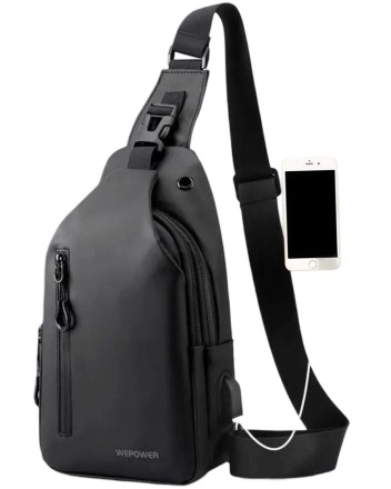  Рюкзак маленький на плечо однолямочный Wepower 1100-28 чёрная
