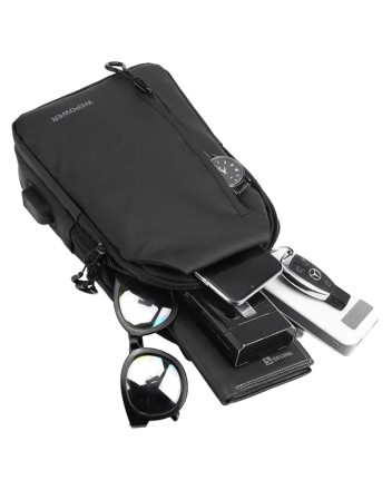  Рюкзак маленький на плечо однолямочный Wepower 1100-28 чёрная