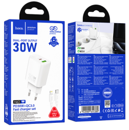 Сетевое зар. устр. Hoco N63 1USB/1С PD/QC3.0 3A 30W белое