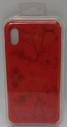 Накладка для iPhone XS Max Silicone icase с рисунками, красный