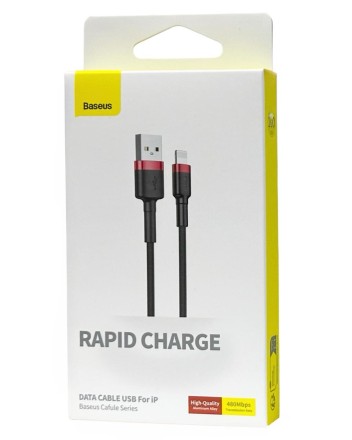  Usb Кабель-зарядка Lightning Baseus Cafule 1м (CALKLF-B19) черно-красный
