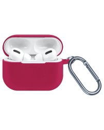 Силиконовый чехол для AirPods Pro 2 c карабином малиновый