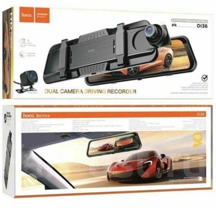  Автомобильное зеркало-видеорегистратор Hoco DI36 черный