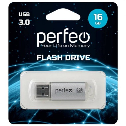  3.0 USB флеш накопитель Perfeo 16GB C14 серебритый