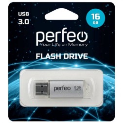 3.0 USB флеш накопитель Perfeo 16GB C14 серебритый