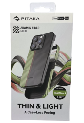 Накладка для i-Phone 15 Pro 6.1&quot; Pitaka Magez Case 4 Aramid Fiber 600D черно-зеленый