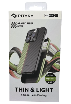  Накладка для i-Phone 15 Pro 6.1&quot; Pitaka Magez Case 4 Aramid Fiber 600D черно-зеленый