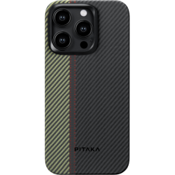 Накладка для i-Phone 15 Pro 6.1&quot; Pitaka Magez Case 4 Aramid Fiber 600D черно-зеленый