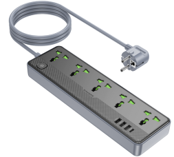 Сетевой фильтр Borofone BAC4A 5-розетки/3USB/1USB-C AC-2500W/DC-12W 1.5м черный