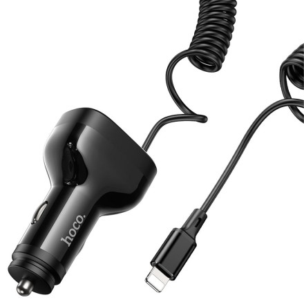  Автомобильное заряд. устр. Hoco NZ11A 2USB/1C + кабель IP 30W черное