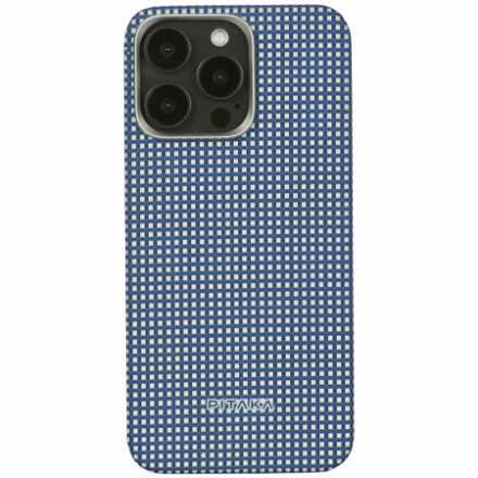  Накладка для i-Phone 15 Pro Max 6.7&quot; Pitaka Magez Case 5 Aramid Fiber сине-белый (Ocean)