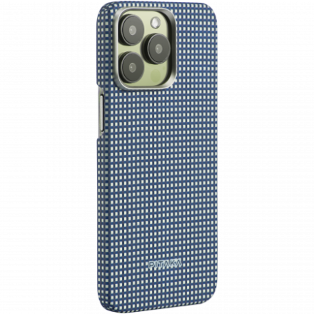  Накладка для i-Phone 15 Pro Max 6.7&quot; Pitaka Magez Case 5 Aramid Fiber сине-белый (Ocean)