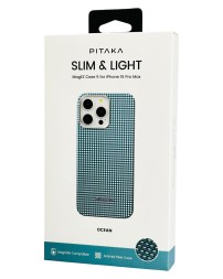 Накладка для i-Phone 15 Pro Max 6.7&quot; Pitaka Magez Case 5 Aramid Fiber сине-белый (Ocean)