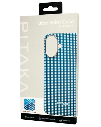  Накладка для i-Phone 16 6.1&quot; Pitaka Ultra Slim case синяя (Ocean blue)