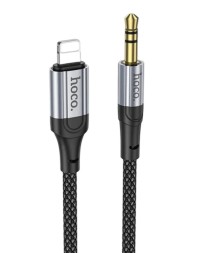 Аудиокабель Hoco UPA26 AUX 3,5мм на Lightning тканевый черный