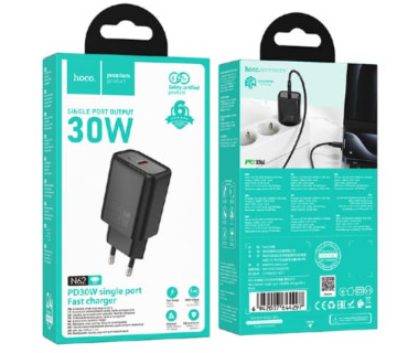  Сетевое зар. устр. Hoco N62 1С 30W черное