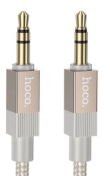 Аудиокабель AUX 3.5мм Hoco UPA32 1м силиконовый золотой