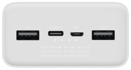  Powerbank Xiaomi 3 30000mAh 2USB/1C 3.6A VXN4307CN/PB3018ZM белый