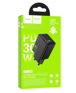  Сетевое зар. устр. Hoco N71 1USB/1С 30W черное