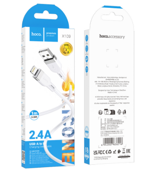  Usb Кабель-зарядка Lightning Hoco X109 2.4A 1м силиконовый черный