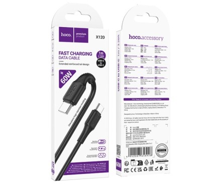  Usb Кабель-зарядка Type-C на Type-C Hoco X120 60W 1м черный