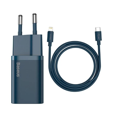  Сетевое зар. устр. Baseus Super Si 1C кабель Lightning 20W TZCCSUP-B03 синее
