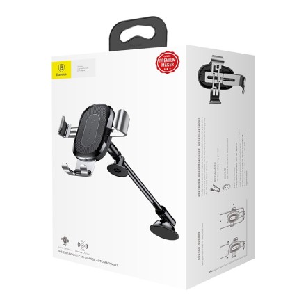  Держатель c беспроводной зарядкой Baseus Heukji Gravity (WXZT-0S) серебристый