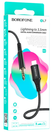  Кабель-переходник Lightning на AUX 3,5mm Borofone BL7 1м черный