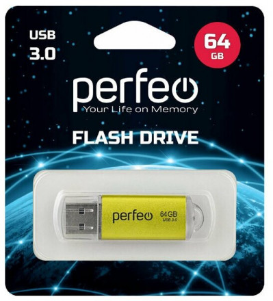 3.0 USB флеш накопитель Perfeo 64GB C14 золотистый