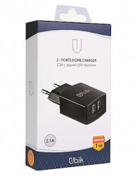 Сетевое зар. устр. Ubik UHS22 2USB 2A черное