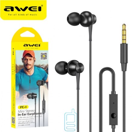  Наушники с микрофоном Awei PC-1 1.2м черные