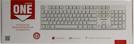 Клавиатура проводная Smartbuy ONE 238 USB/104+9 клавиш/Индикация клавиш/1.3м белая (SBK-238U-W)